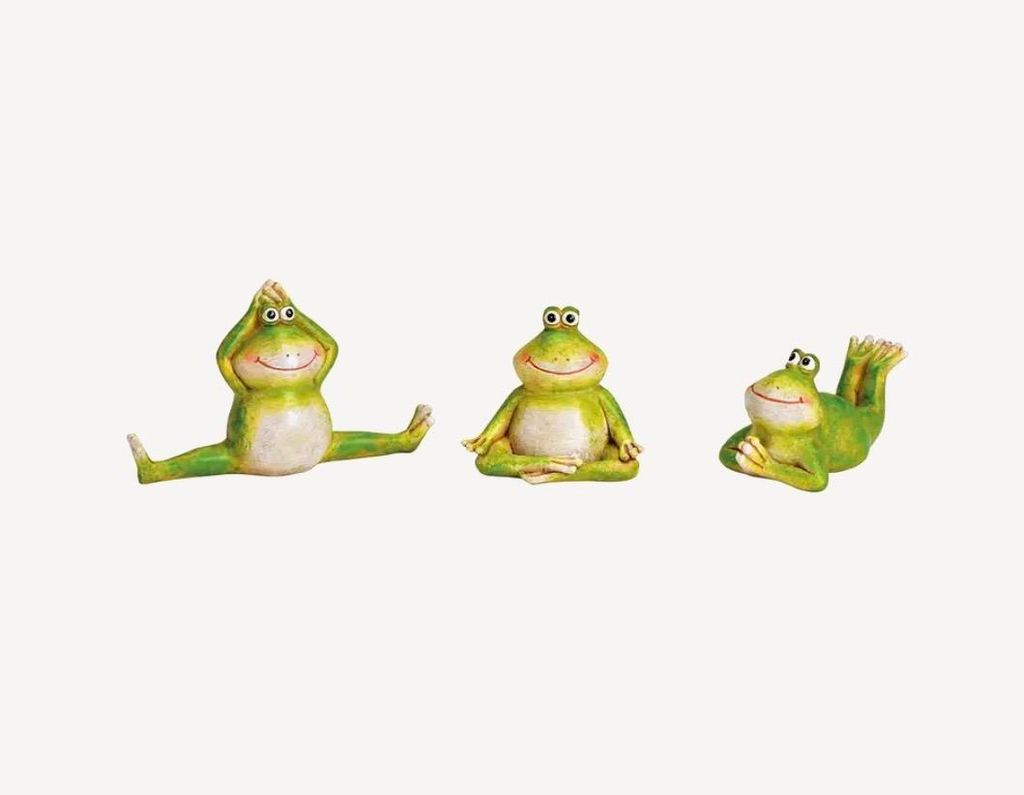 Yoga Frösche-Dekorative Frosch Figuren aus Poly im 3 er Set,Dekoration