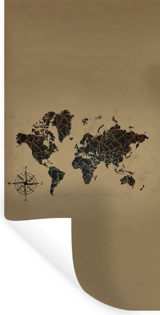 MuchoWow Wandtattoo Wandsticker Wandaufkleber Weltkarte - Design - Vintage 60x120 cm Selbstklebend und Repositionierbar - Selbstklebend - Fototap...
