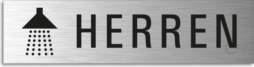 Türschild Dusche Herren Hinweisschild mit Piktogramm Aluminium Edelstahloptik 160x40 mm selbstklebend
