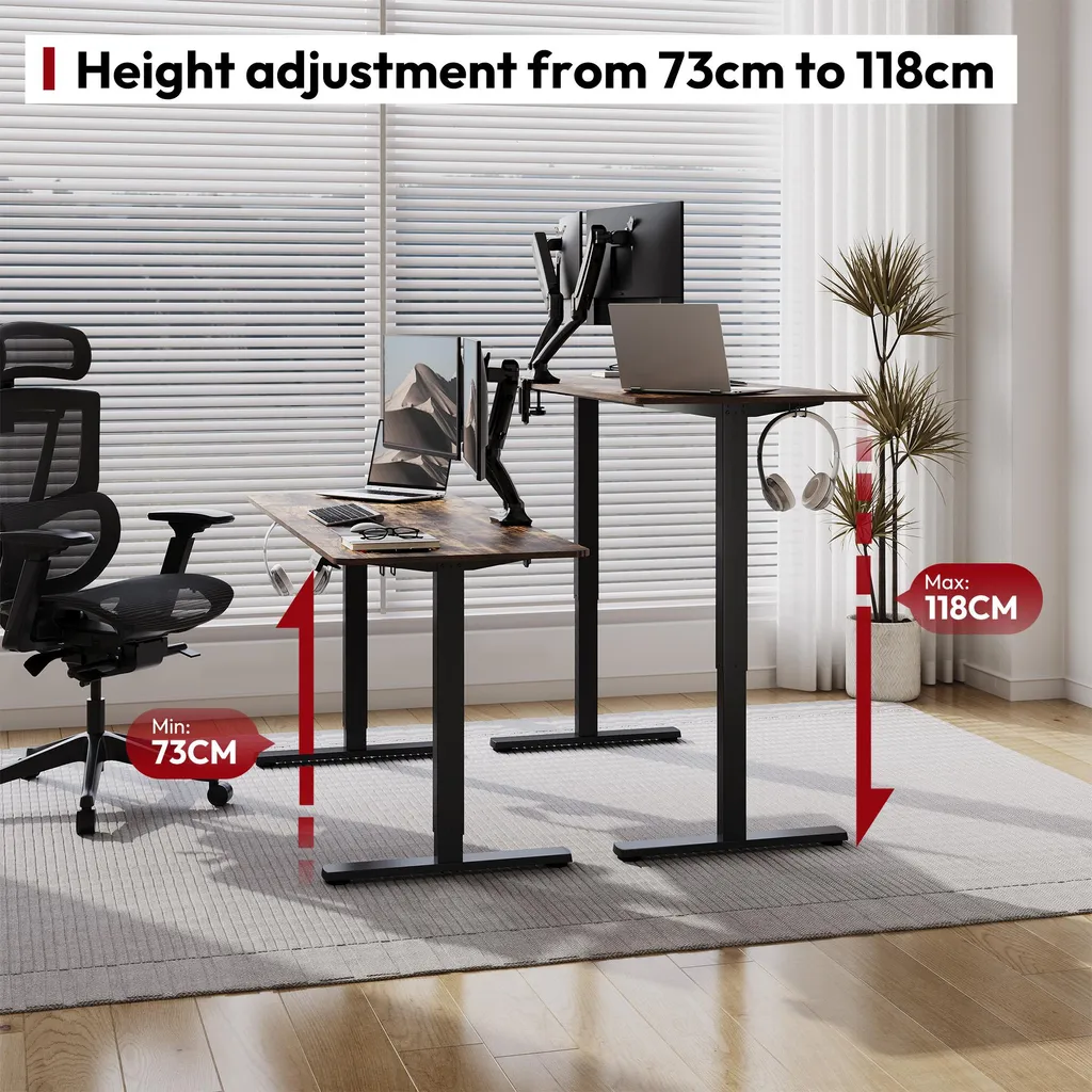 SANODESK Scrivania Regolabile 120x60 Marrone: Comfort in Ufficio - 4