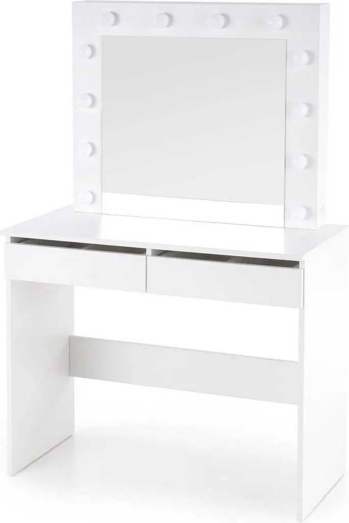 Table de maquillage style Hollywood avec grand miroir et rangements chic