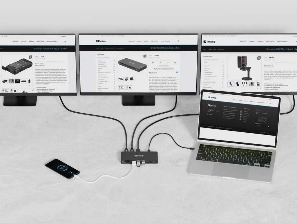 Manque de ports ? Sandberg USB-C 13in1 DockingStation Pro Solution 4K - 4