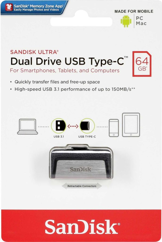 SanDisk Ultra Dual - Unità flash USB - 64 GB - USB 3.1 / Immagine del prodotto 