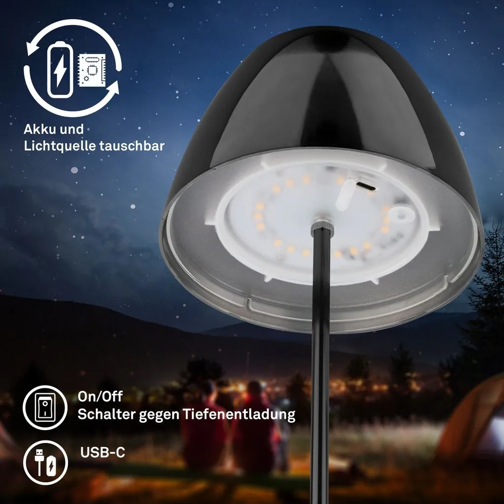 Briloner Serina Lampe de table LED sans fil IP44 dimmable Chrome 36cm