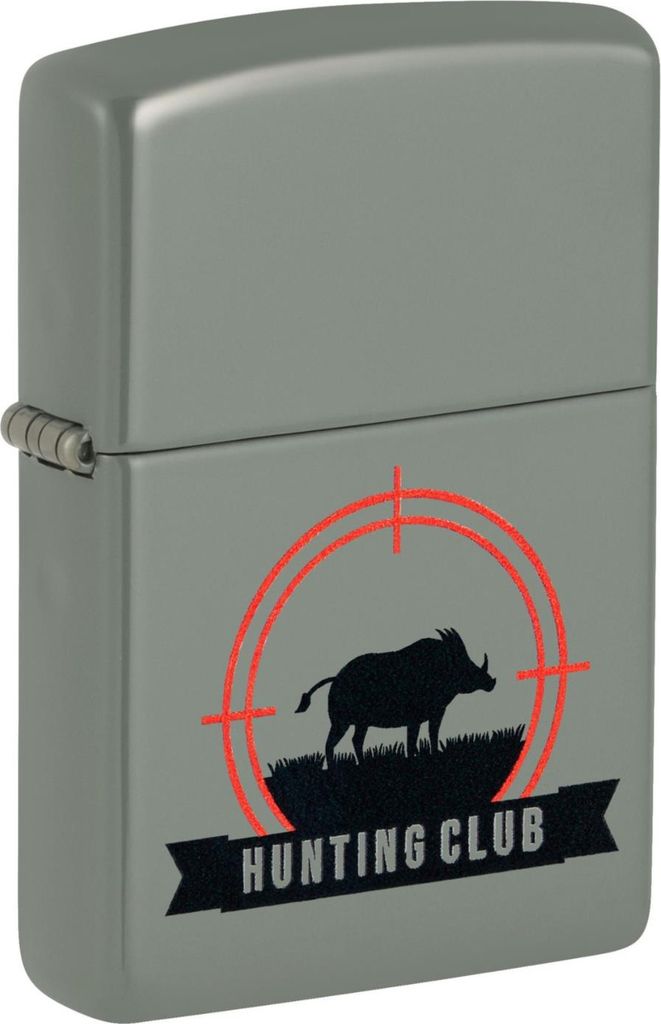 Zippo Sturmfeuerzeug Benzin Sage Color Hunting Club 60007237 salbeigrün Wildschwein Motiv