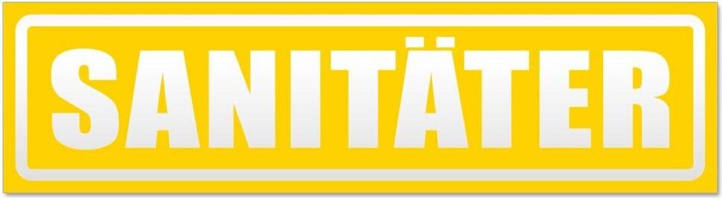 Kiwistar - Autoaufkleber - Gelb - 20 x 5,3 cm - Sanitäter invertiert - Hinweis Aufkleber Sticker für Auto, Kfz, Fahrrad, PKW, LKW
