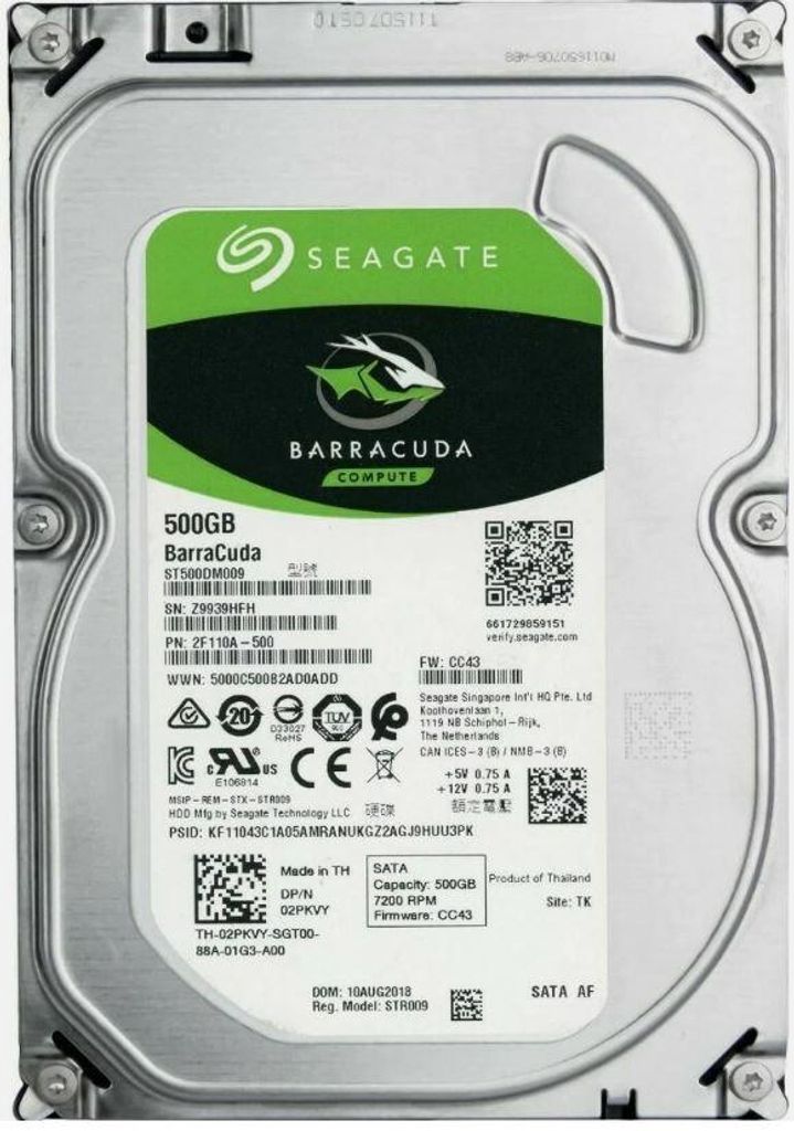 FESTPLATTE SEAGATE BARRACUDA 500GB 7200U/min 32MB SATA III Produktbild 