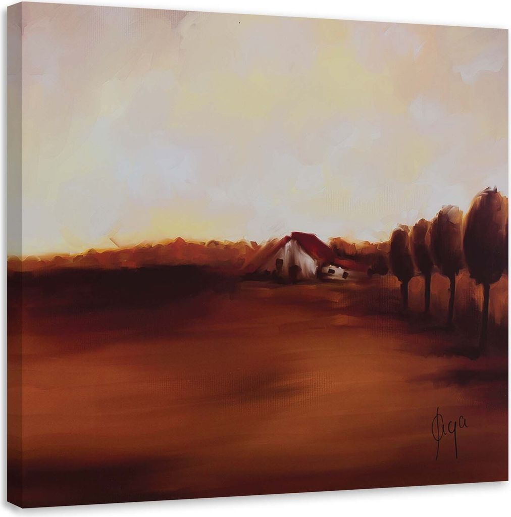 Leinwandbild herbstliche ansicht auf dem lande 40x40 cm Feeby braun wandbild bereit zum aufhängen