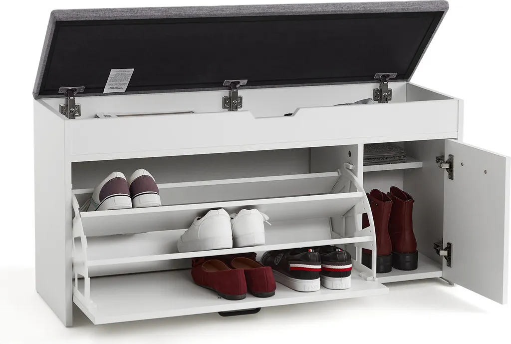 Mondeer Banc à chaussures avec assise confortable Blanc 100 x 52 x 30 cm