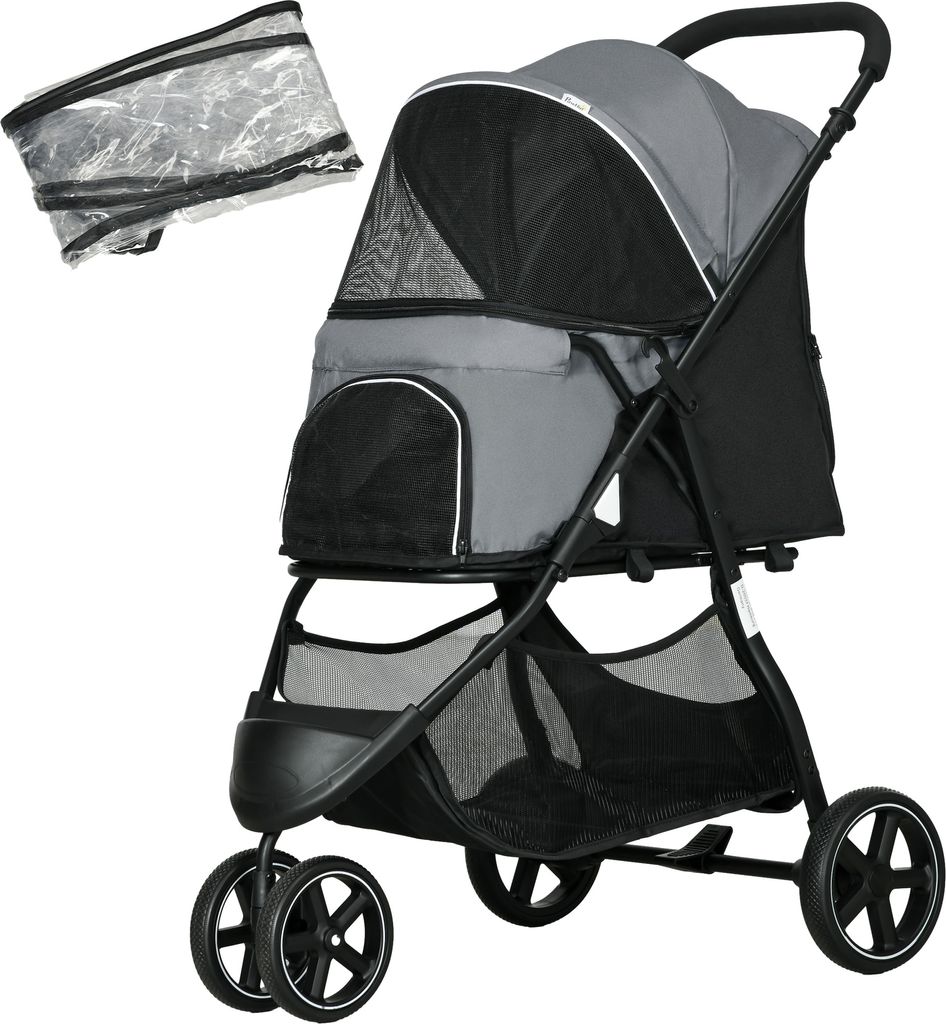 Poussette pour animaux de compagnie PawHut avec protection Image du produit 