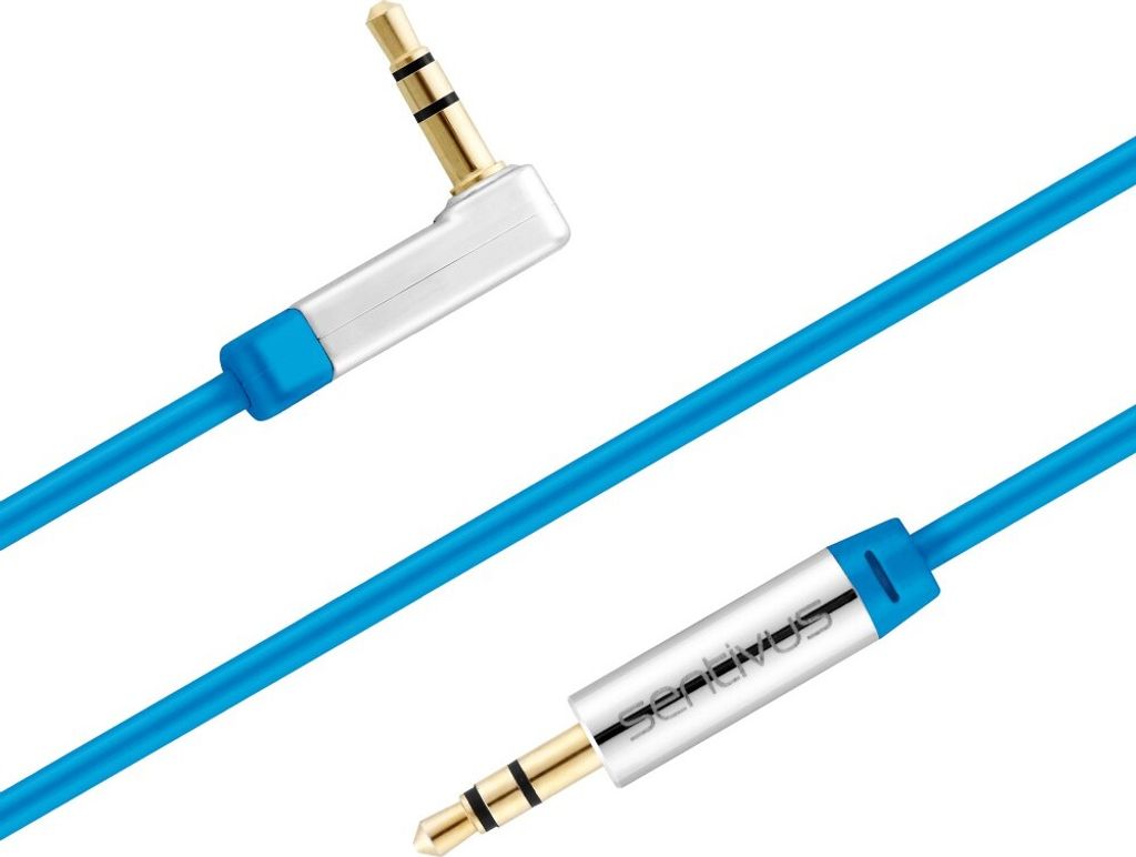 Sentivus Premium Audio Klinken Kabel (90 Grad gewinkelt) - 2,00m - blau - 3.5mm Stecker zu 3.5mm Stecker (90°)