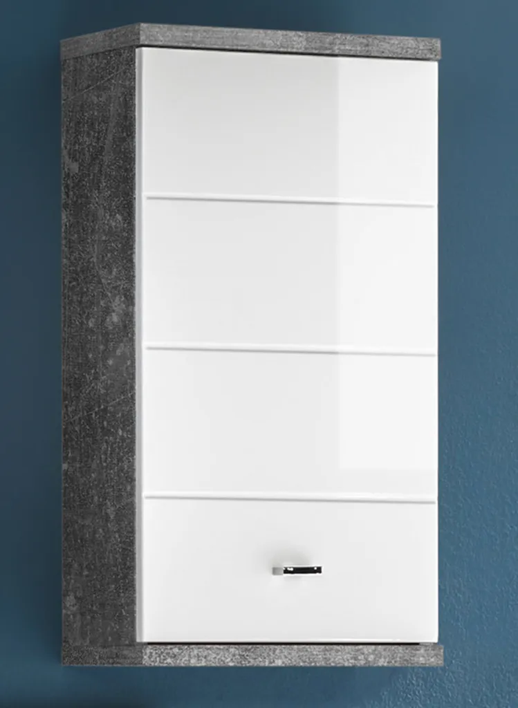 Placard Mural Peter Effet Béton en Bois MDF - Armoire Suspendue Fine
