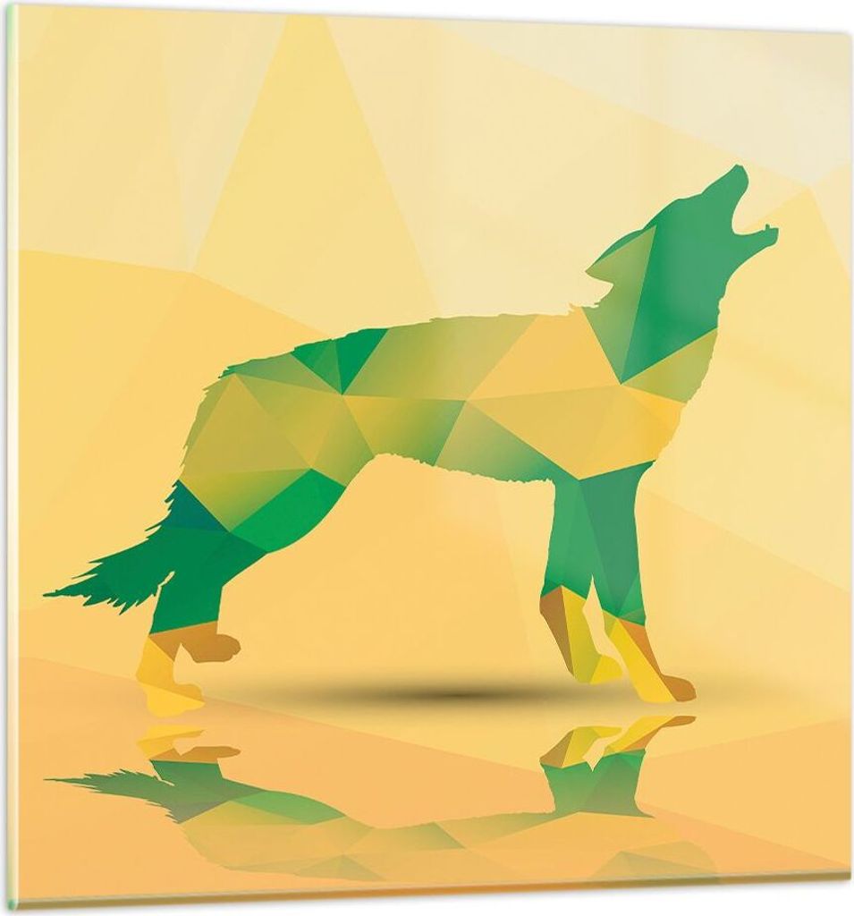 Bilder auf glas - Wolf modern Grafik - 60x60cm - Glasbilder - Wandbilder - Kunstdruck - zum Aufhängen bereit - Wanddekoration aus Glas - Glas Bild...