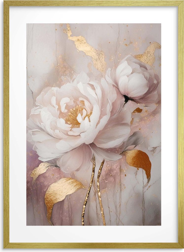 Poster Wandbild Rosa-goldene Wanddekoration für das Wohnzimmer Glamour