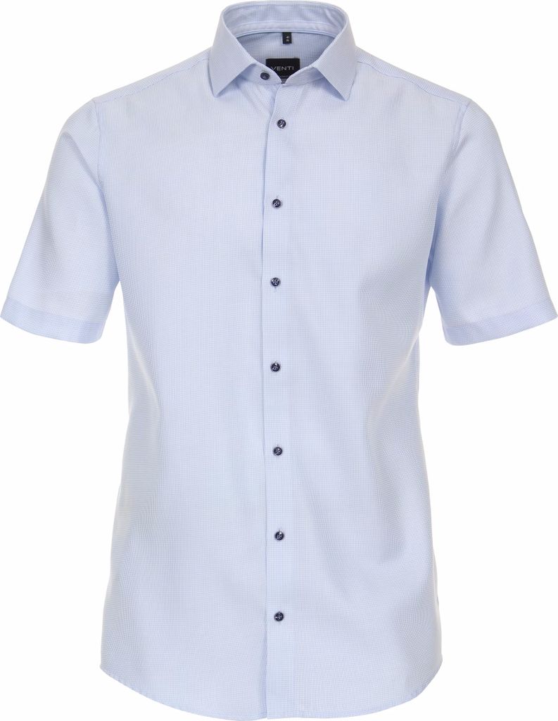 VENTI Herren Businesshemd Kurzarm Kent Modern-Fit Hellblau Struktur 37