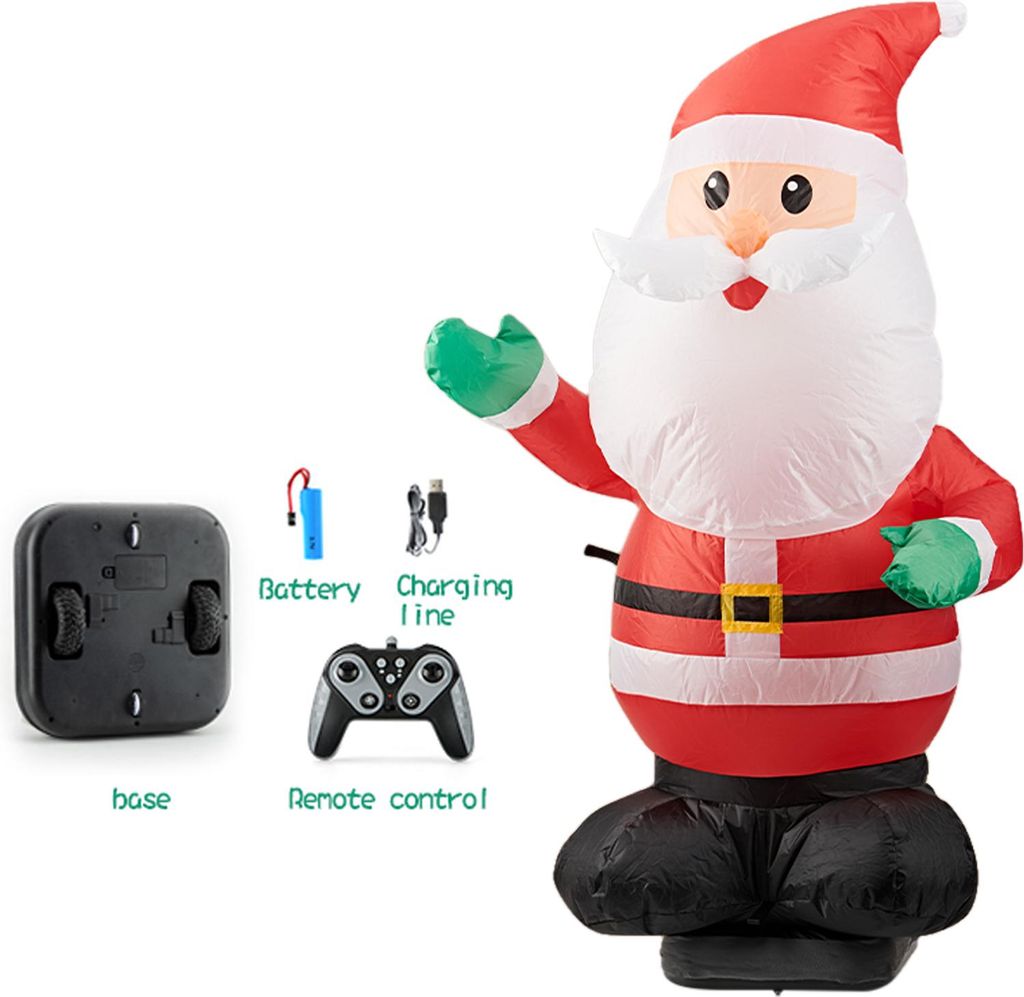 Aufblasbares Weihnachtsmann-Spielzeug mit Fernbedienung, Weihnachtsdekoration, Luftablassen mit einem Klick für einfache Lagerung mit Ton und Lich...