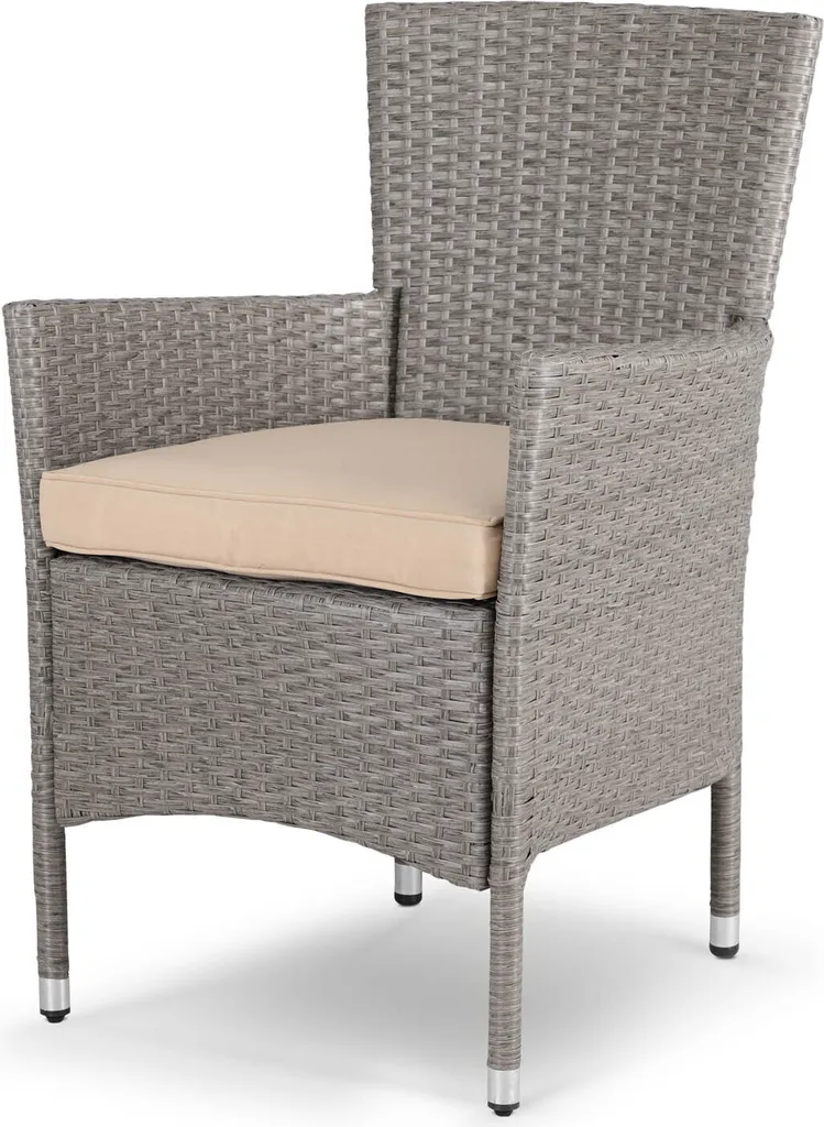 Chaise de Jardin Empilable en Résine Tressée avec Coussin - Set de 2