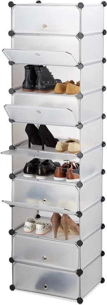 Étagère à chaussures 10 niveaux transparente 176x49x37 cm - Modèle XL10