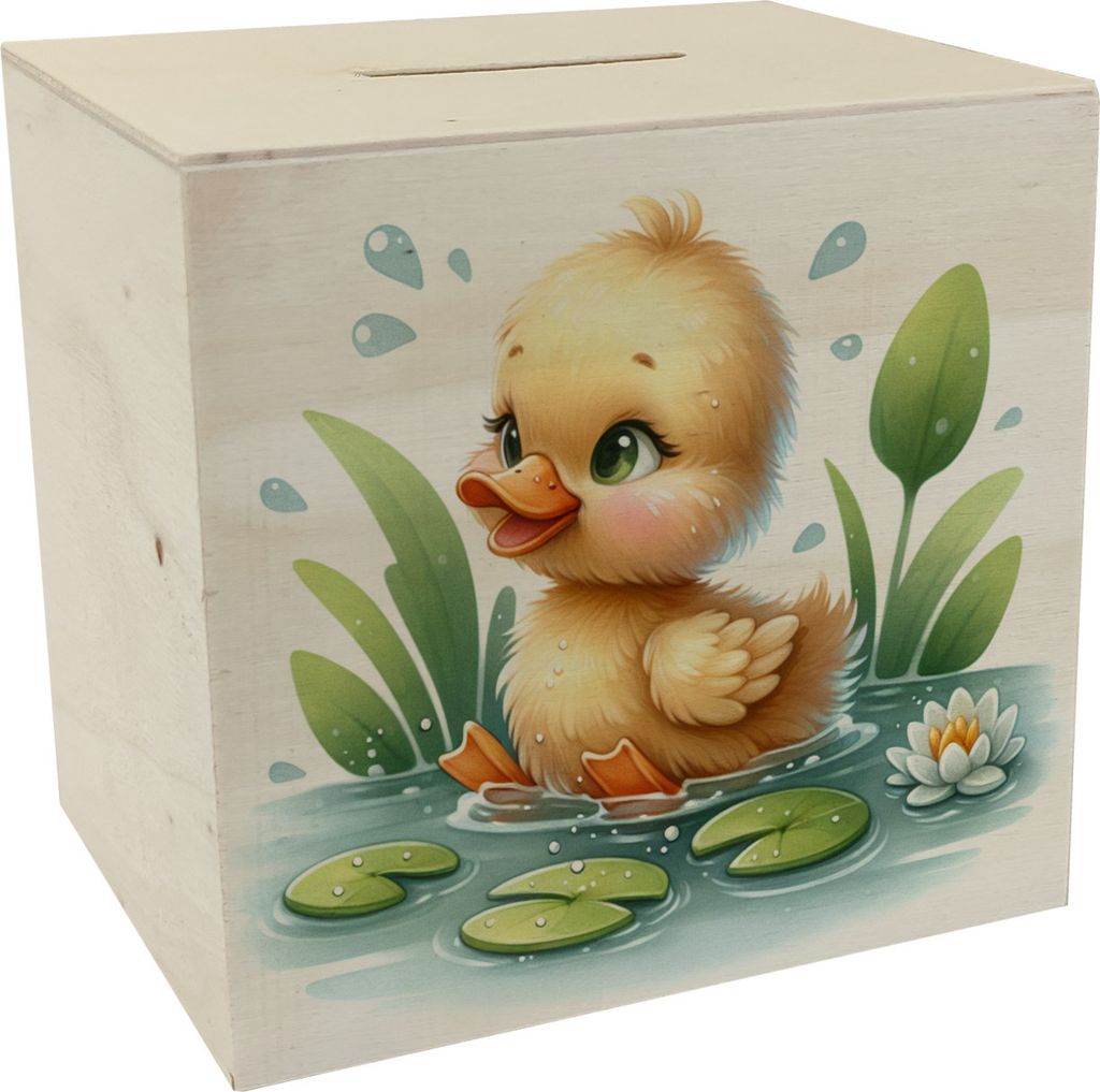 Planschente Ente Spardose aus Holz
