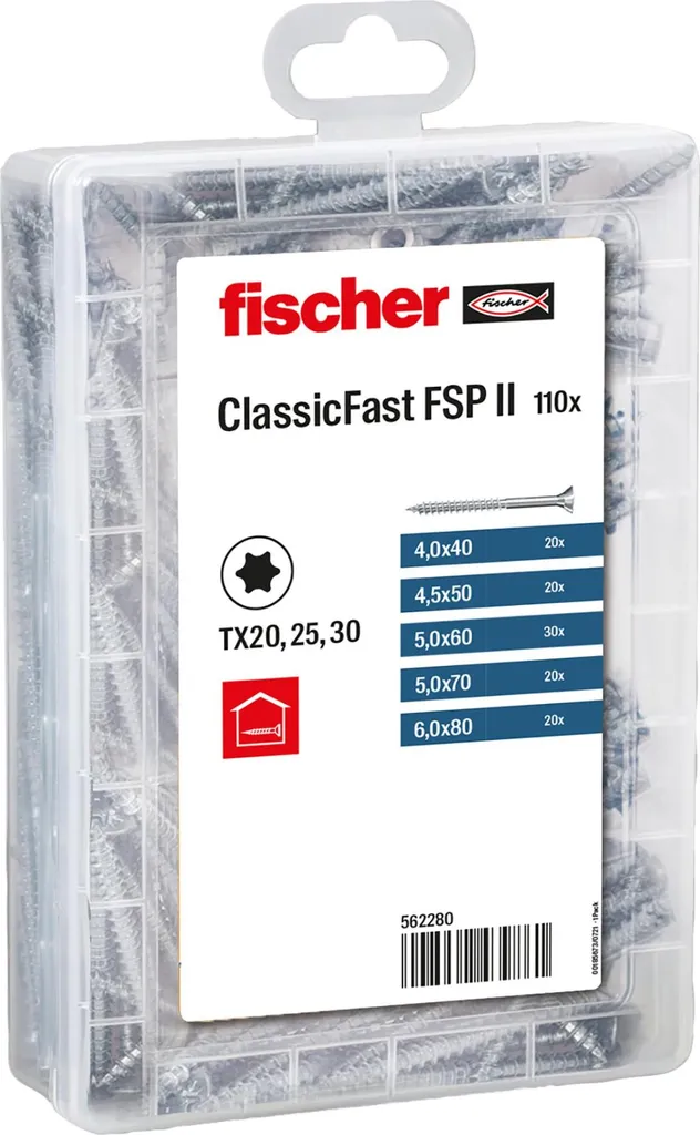 Assortiment de Vis à Bois fischer Profi-Box avec Tête Fraisée et Empreinte TX