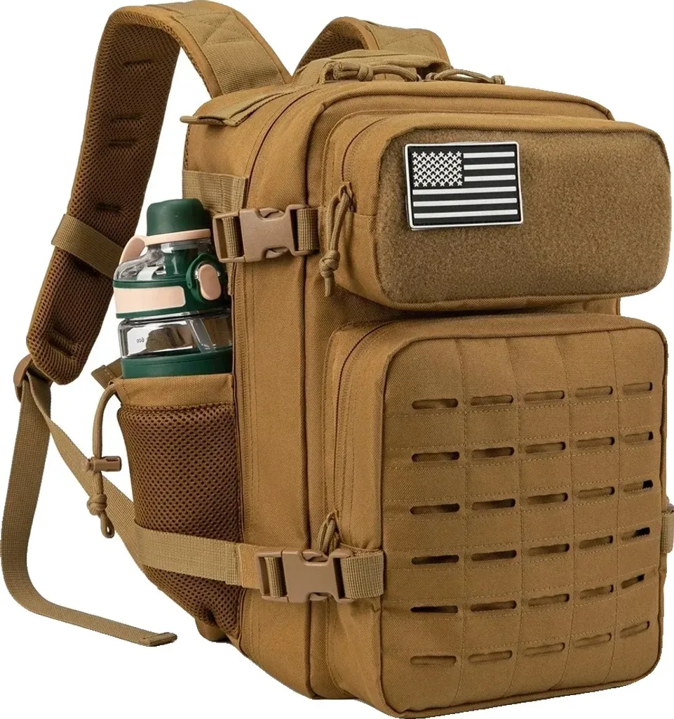Zaino Tattico 25L Khaki Uomo Robusto con Doppio Portabicchiere Online