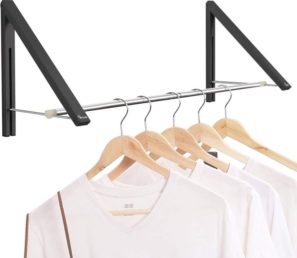 Einstellbares Kleiderregal - faltbar - 2 Körbe - schwarz - Aluminium