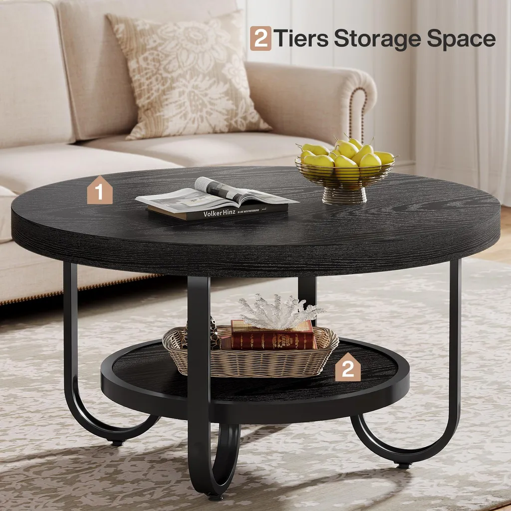 Tribesigns Tavolo Rotondo 79 cm - Complemento Arredo Industriale Nero - 9