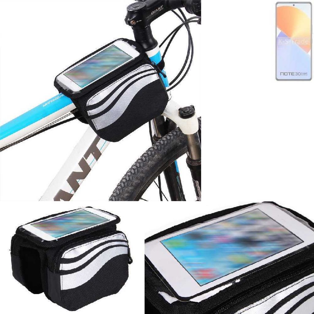 K-S-Trade Rahmentasche Fahrrad-Halterung kompatibel mit Infinix Note 30 VIP Rahmenhalterung Fahrrad Handyhalterung Fahrradtasche Handy Smartphone