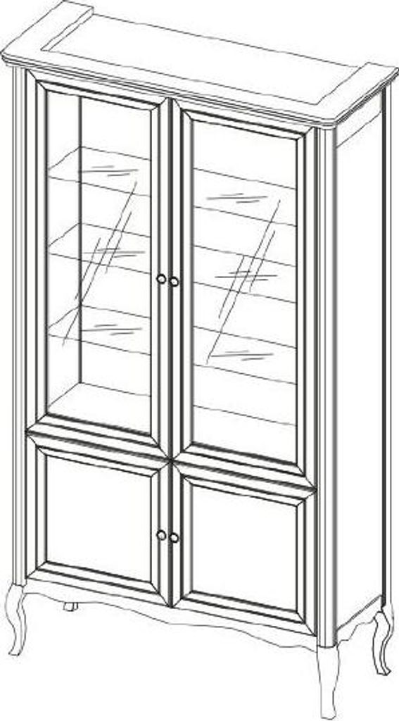 Schrank Klassische Vitrine Vitrinenschrank Massivholz Echtholz - Model PR-W2