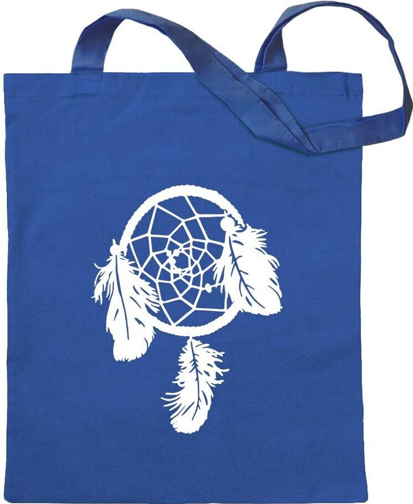 Kiwistar - Baumwolltasche - royalblau - Traumfänger - Indianer - Western - Tragetasche Stoffbeutel Umhängetasche Langer Henkel