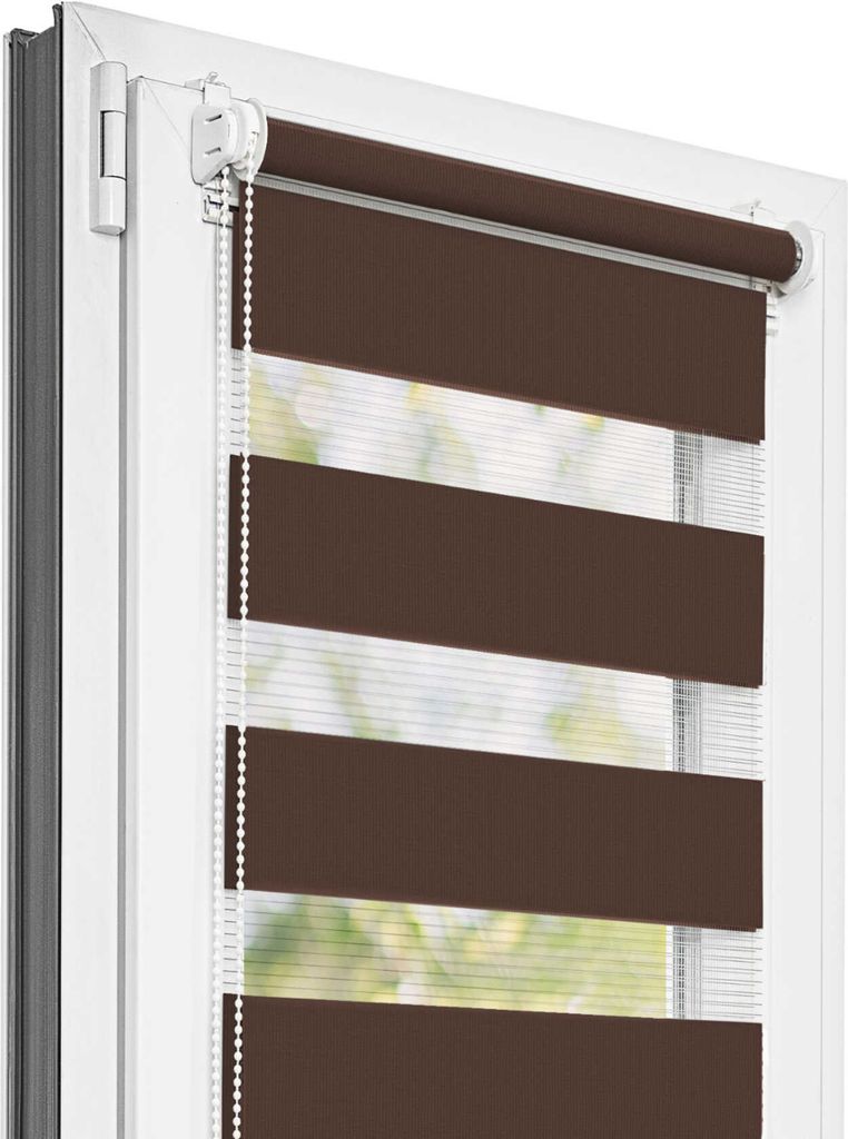 Estika Doppelrollo Klemmfix - 150 x 150 cm - Braun - Duo Rollo ohne Bohren