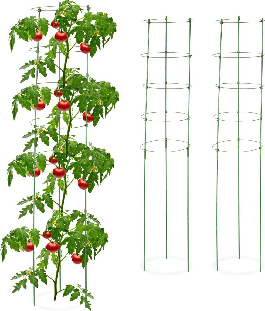 Relaxdays Rankhilfe, 3er Set, 5 Ringe, HxD: 150 x 28 cm, Produktbild 