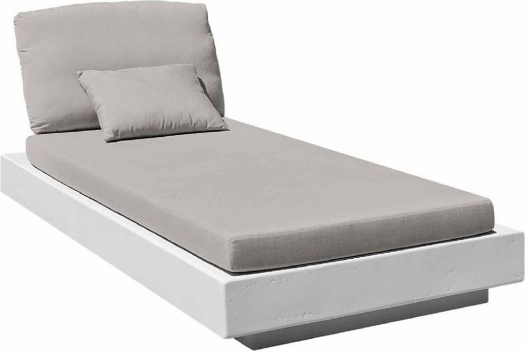 Casa Padrino Luxus Gartenliege Grau / Matt Weiß 200 x 90 x H. 60 cm - Moderne Wetterbeständige Liege - Poolliege - Garten Hotel Pool Möbel - Lux...