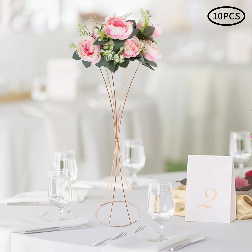 Lot de 10 Vases de Table Dorés pour Mariage et Réception - Design 50cm - 8