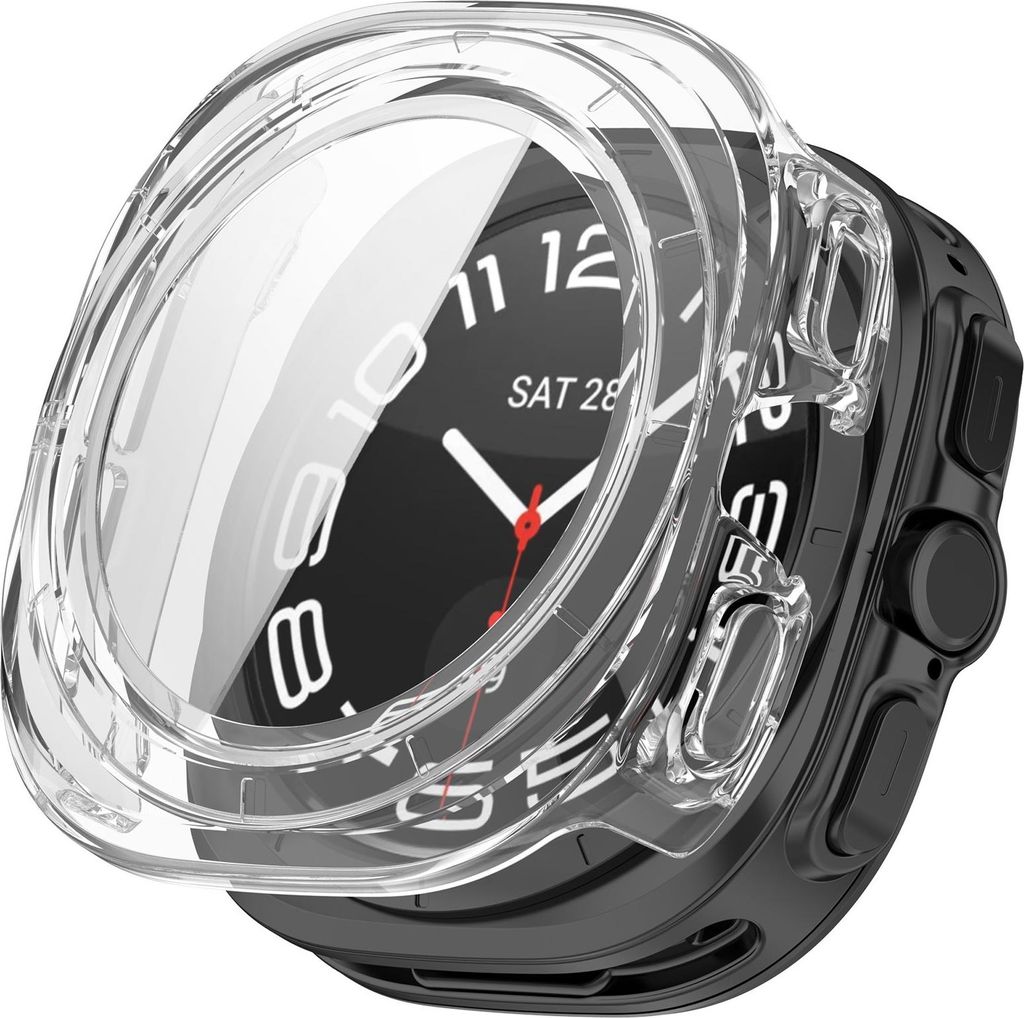 Strap-it Hartschalen-Schutzhülle mit Glas-Displayschutzfolie - passend für die Samsung Galaxy Watch Ultra / Ultra 2025 47mm (transparent)