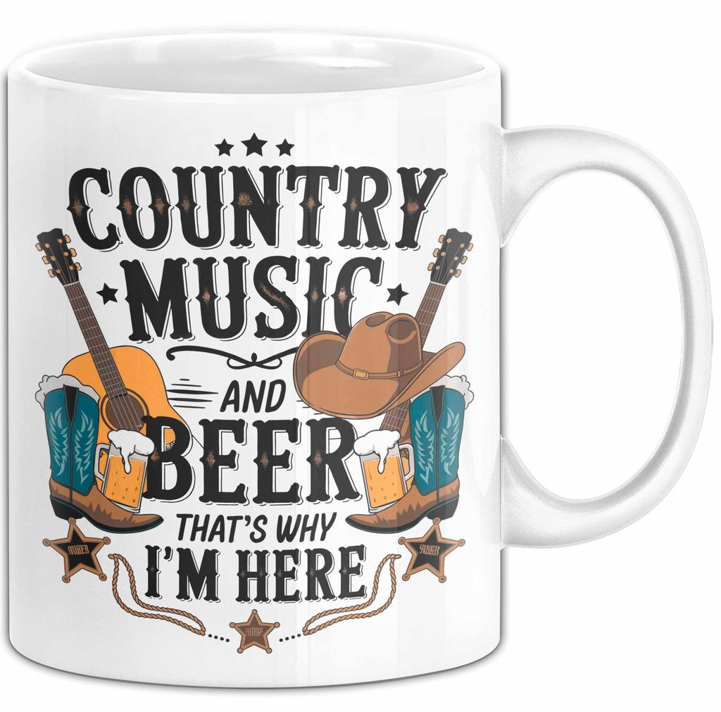 Country Musik Bier Tasse Geschenk Lustige Geschenkidee (Weiß)