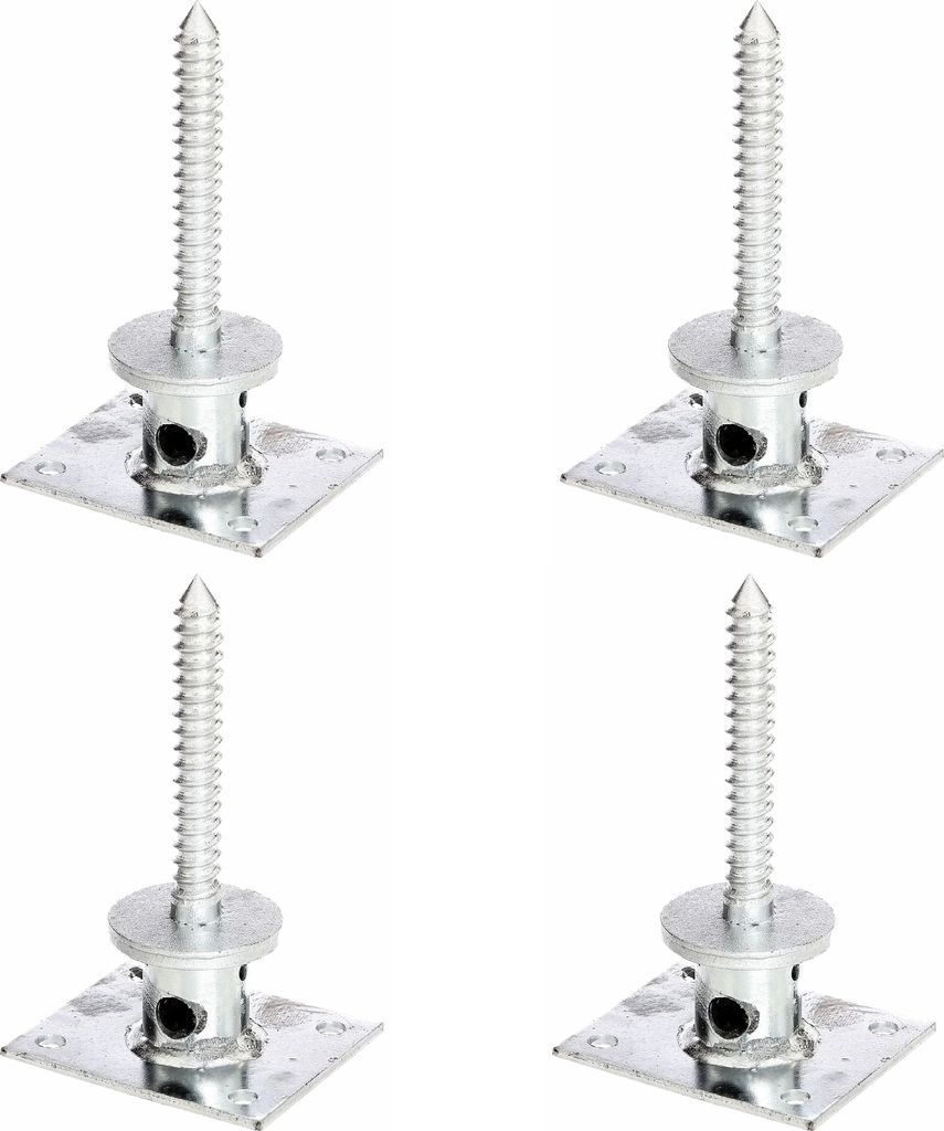 Alberts 4 x Pfostenträger, zum Aufschrauben, Schraubenlänge 120 mm, Rohr-Ø 42 mm, feuerverzinkt