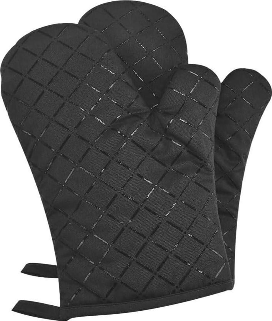 Premium Anti-Rutsch Ofenhandschuhe 1 Paar bis zu 240 °C, Silikon Extrem Hitzebeständige Grillhandschuhe Handschuhe Backofen Handschuhe (Schwarz)
