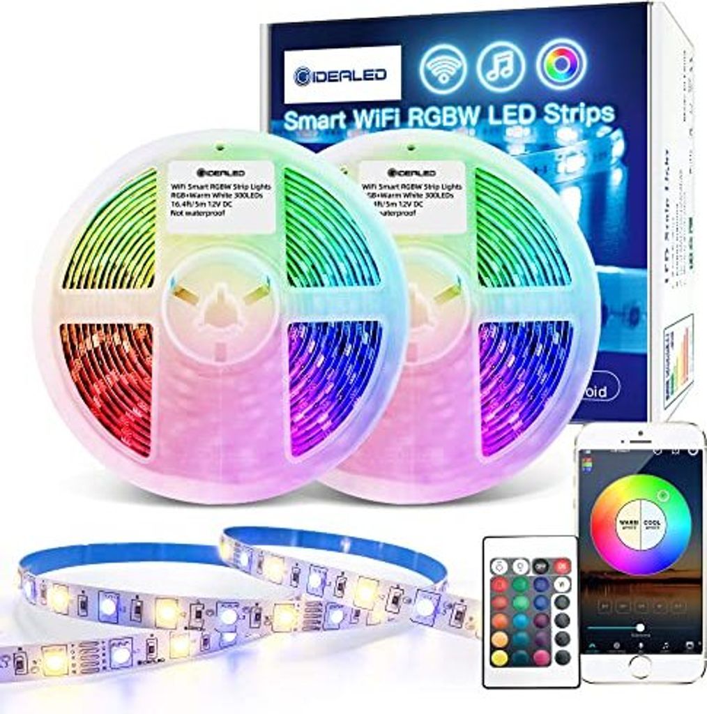 10 m WiFi RGBW LED -Streifen -Kit, Smart App Control RGB + warme weiße Lichtstreifen, Farbwechsel, Alexa -Streifen Musiksynchronisation, Sprach ko...
