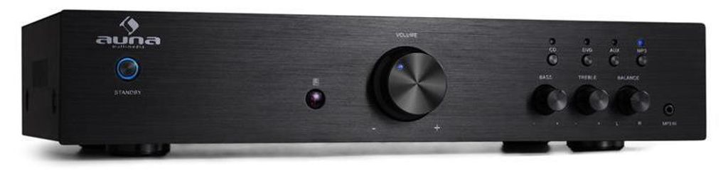 Produktbild von Auna HiFi Stereo Mini Verstärker – 2x40 W RMS, Mit Bass/Treble Regler, Fernbedienung, AUX & Bluetooth