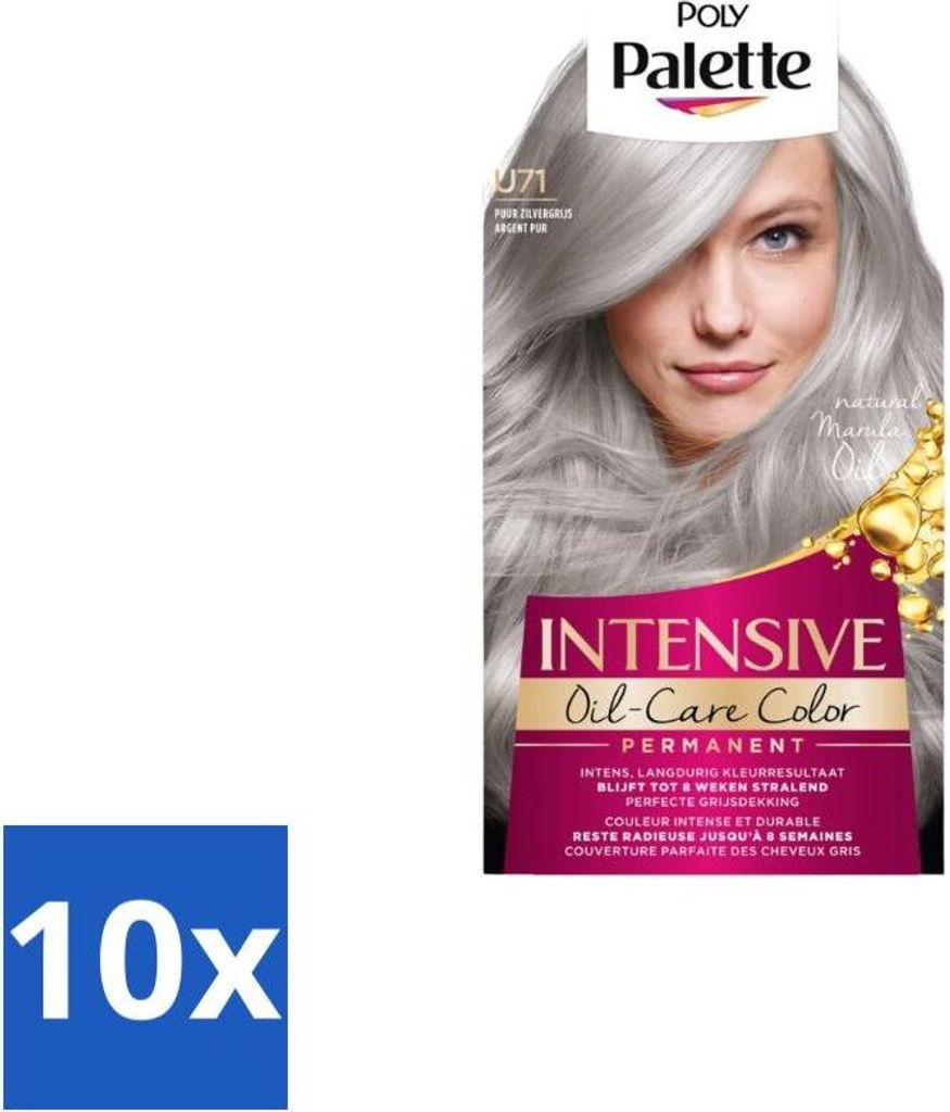 Poly Palette – Haarfarbe – U71 Reines Silbergrau – 115 ml - Vorteilspack - 10 Stücke