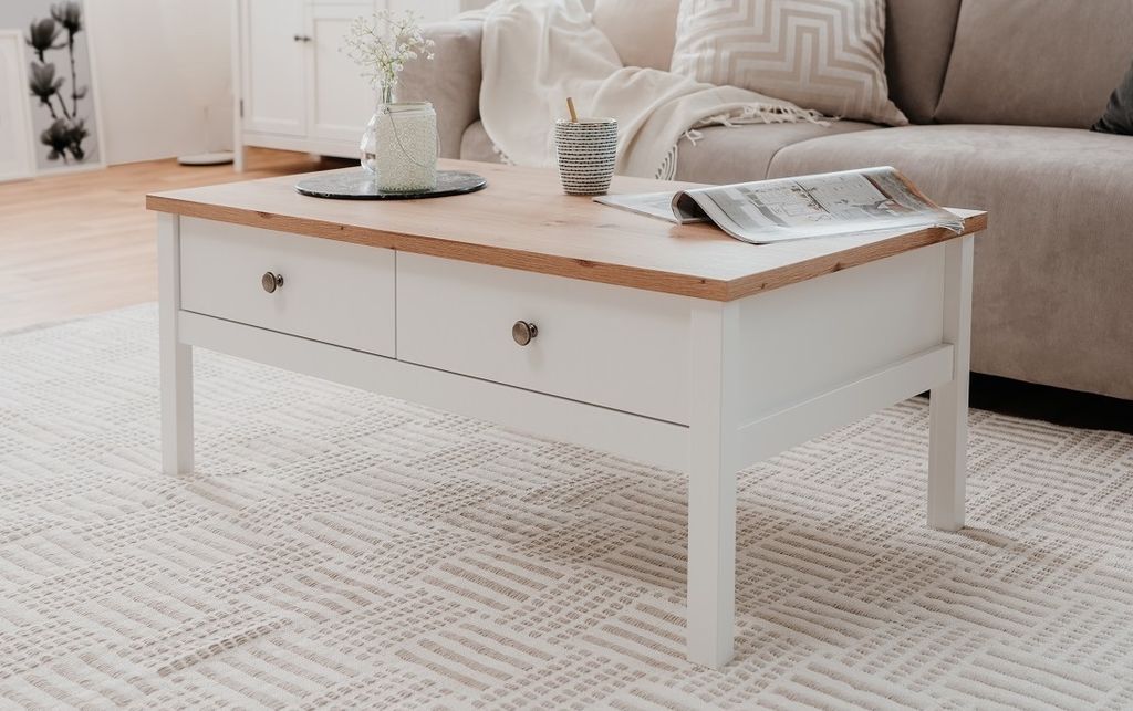 Finori Couchtisch Bergen 56A Weiß und Handwerkliche Eiche Produktbild 9