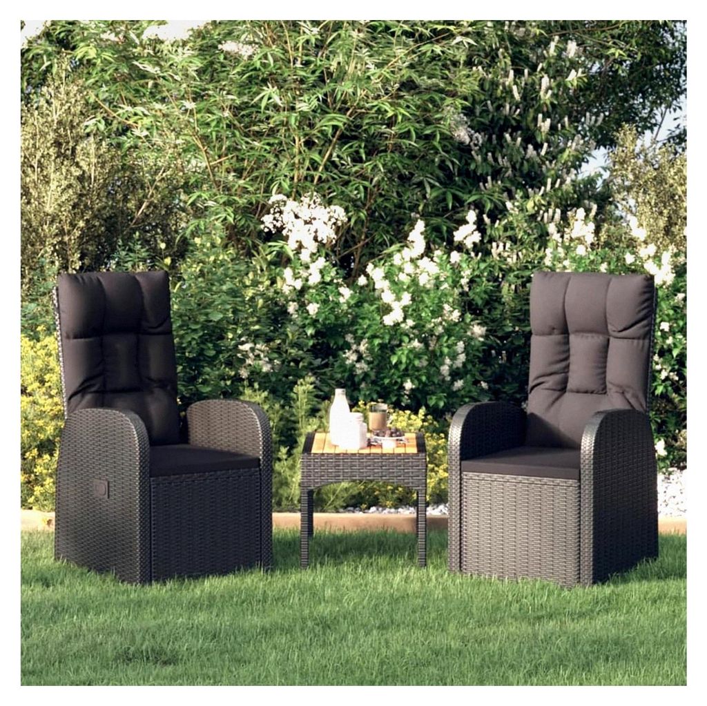 2 Stück Gartenliegestühle mit Sitzkissen, Verstellbare Gartensessel Wetterfest, Loungesessel für den Außenbereich, Rattan Gartenliege mit Liege...