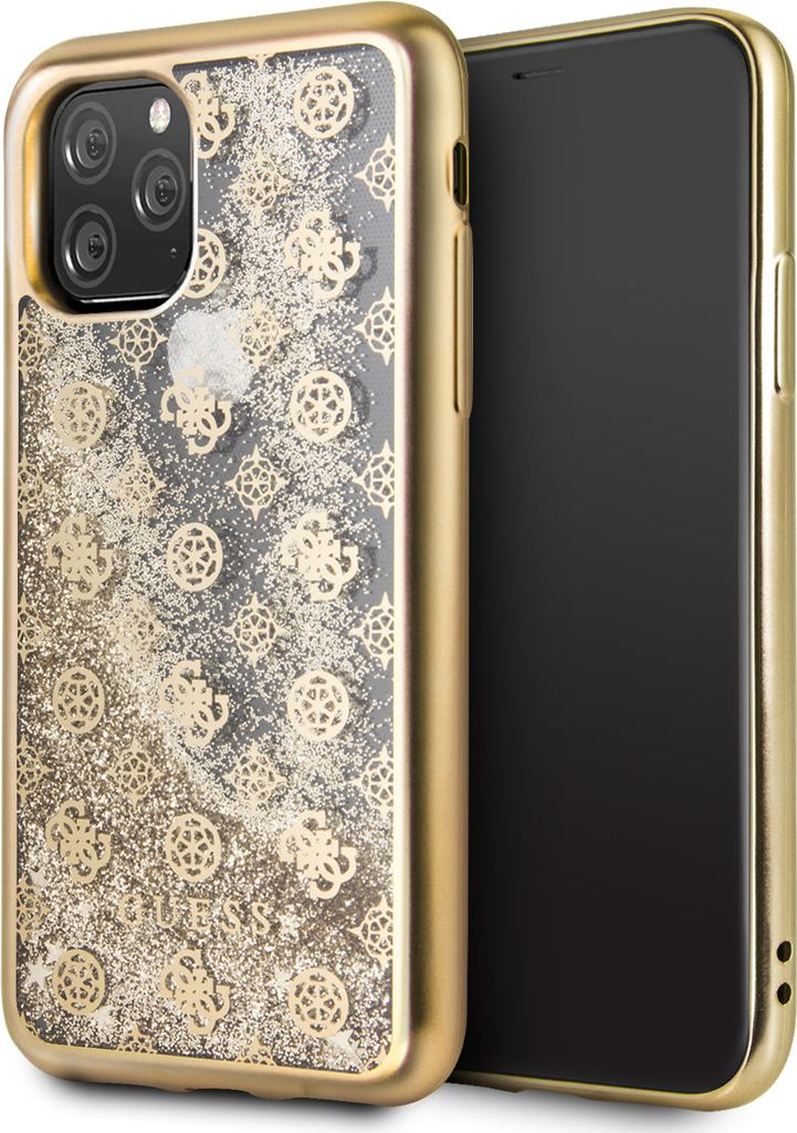 Guess Liquid Glitter Hearts - Hülle für iPhone 11 Pro (Gold)