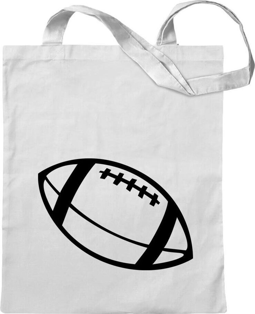 Kiwistar - Baumwolltasche - weiss - Football - Tragetasche Stoffbeutel Umhängetasche langer Henkel