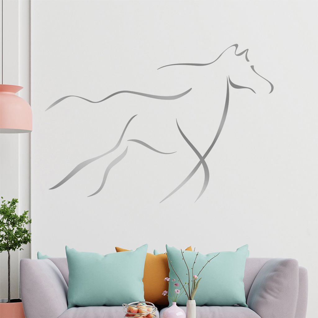 Pferd Linien Wandtattoo in 6 Größen - Wandaufkleber Wall Sticker - Dekoration, Küche, Wohnzimmer, Schlafzimmer, Badezimmer