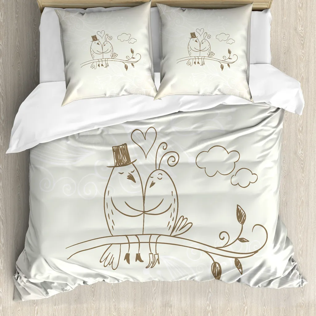 Ideale Regalo San Valentino: Set Letto ABAKUHAUS Uccellini Bianco