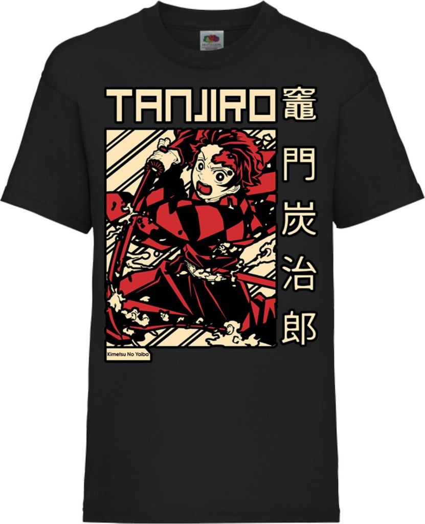 Kinder T-Shirt Demon Anime Slayer Tanjiro Kamado 03, 7-8 Jahr - 128 / Schwarz