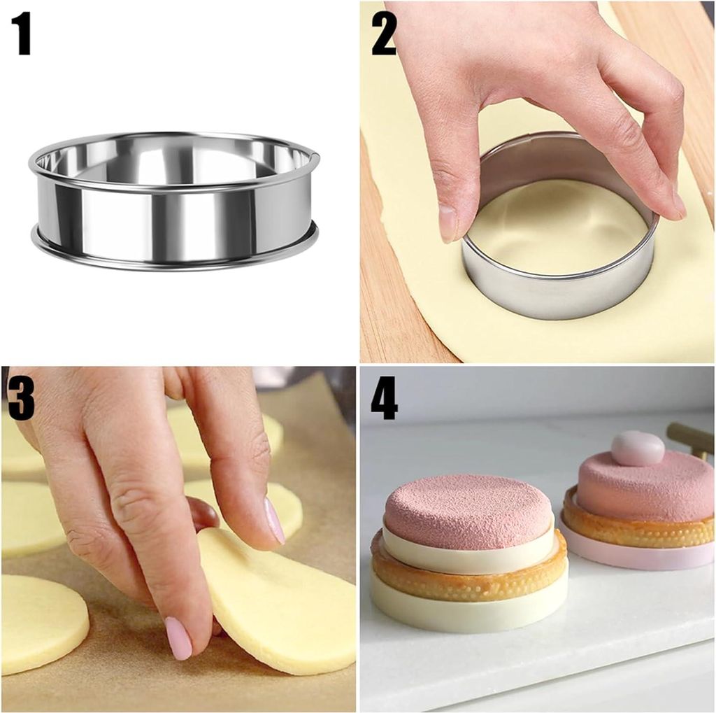 Runde Dessertringe - 8 Stück - Edelstahl - 10,5 cm