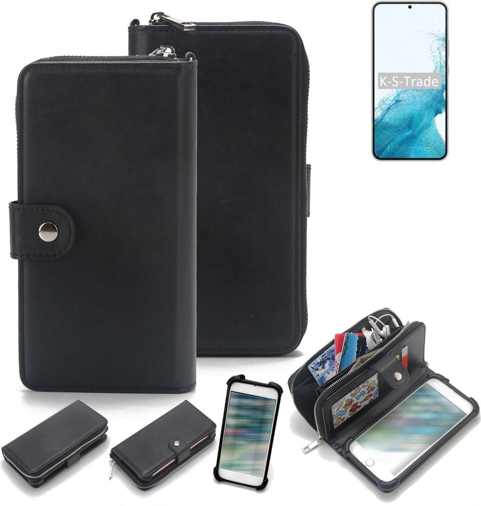 K-S-Trade 2in1 Handyhülle Schutzhülle kompatibel mit Samsung Galaxy S22+ Exynos & Portemonnee Cover Handy Hülle Case Etui Geldbörse Wallet